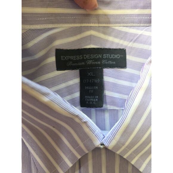 Express Design Studio Shirt Mens XL 17-17.5 Modern Fit Button Up French Cuff - Picture 13 of 13